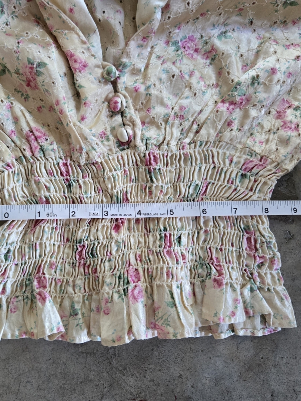 Vintage 60s 70s Does 30s Floral Top And Ultra Wide Leg Pant Suit Set XS S - Picture 9 of 16